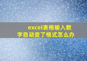 excel表格输入数字自动变了格式怎么办