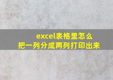 excel表格里怎么把一列分成两列打印出来