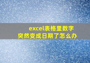 excel表格里数字突然变成日期了怎么办