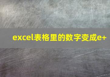 excel表格里的数字变成e+