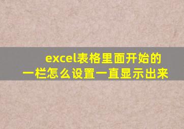 excel表格里面开始的一栏怎么设置一直显示出来