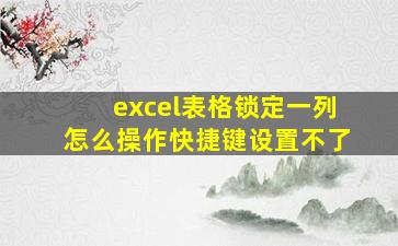 excel表格锁定一列怎么操作快捷键设置不了