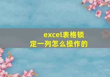 excel表格锁定一列怎么操作的