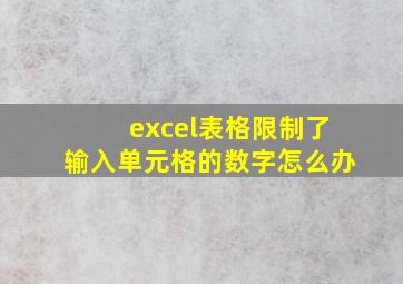 excel表格限制了输入单元格的数字怎么办