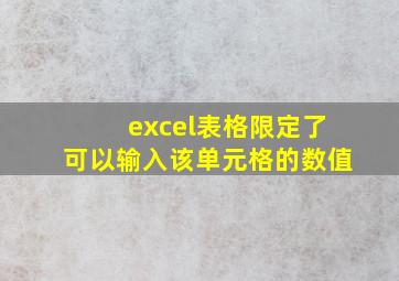 excel表格限定了可以输入该单元格的数值