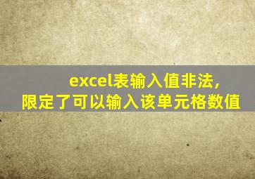 excel表输入值非法,限定了可以输入该单元格数值