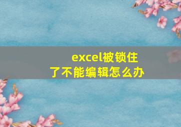 excel被锁住了不能编辑怎么办