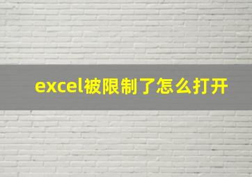 excel被限制了怎么打开