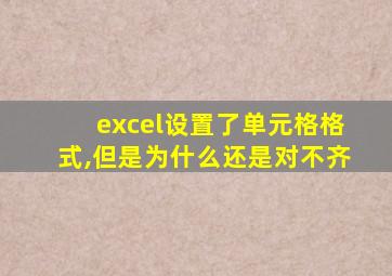 excel设置了单元格格式,但是为什么还是对不齐