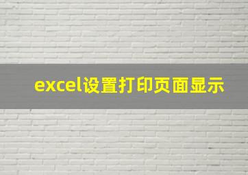 excel设置打印页面显示