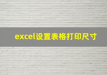 excel设置表格打印尺寸