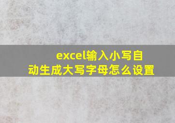 excel输入小写自动生成大写字母怎么设置