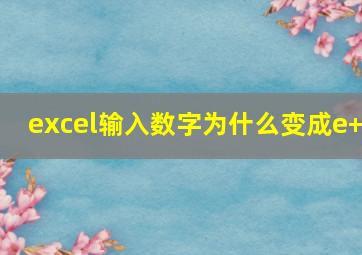 excel输入数字为什么变成e+