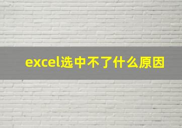 excel选中不了什么原因