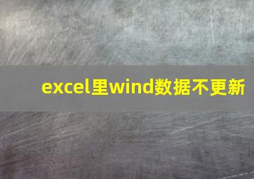 excel里wind数据不更新