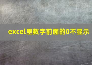 excel里数字前面的0不显示