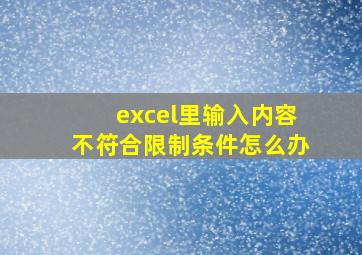 excel里输入内容不符合限制条件怎么办