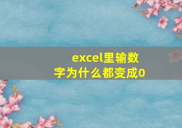 excel里输数字为什么都变成0