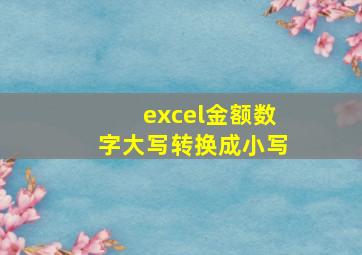 excel金额数字大写转换成小写