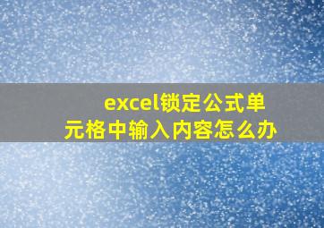 excel锁定公式单元格中输入内容怎么办