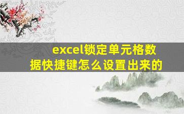 excel锁定单元格数据快捷键怎么设置出来的