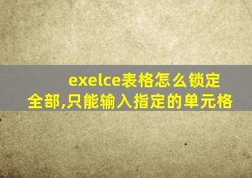 exelce表格怎么锁定全部,只能输入指定的单元格