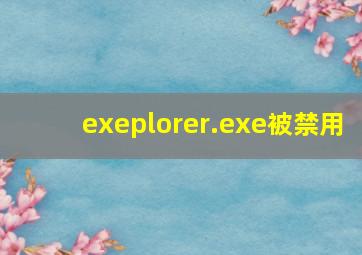 exeplorer.exe被禁用