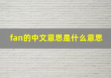 fan的中文意思是什么意思