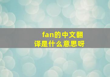 fan的中文翻译是什么意思呀