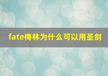 fate梅林为什么可以用圣剑