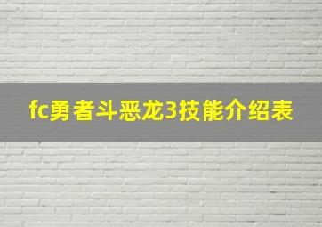 fc勇者斗恶龙3技能介绍表