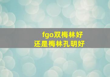 fgo双梅林好还是梅林孔明好