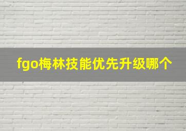 fgo梅林技能优先升级哪个