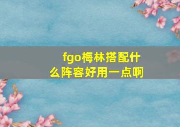 fgo梅林搭配什么阵容好用一点啊