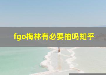 fgo梅林有必要抽吗知乎