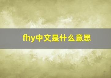 fhy中文是什么意思