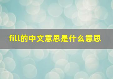 fill的中文意思是什么意思