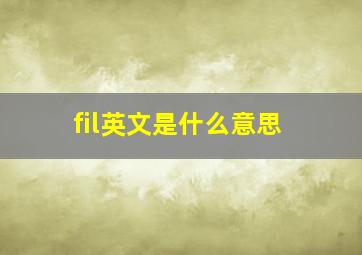 fil英文是什么意思