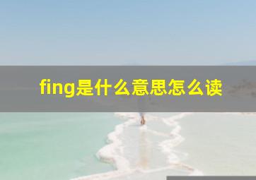 fing是什么意思怎么读