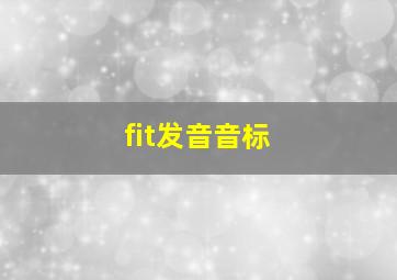 fit发音音标