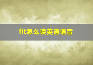 fit怎么读英语语音