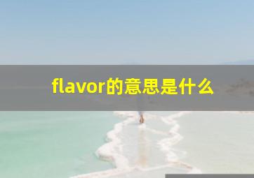 flavor的意思是什么