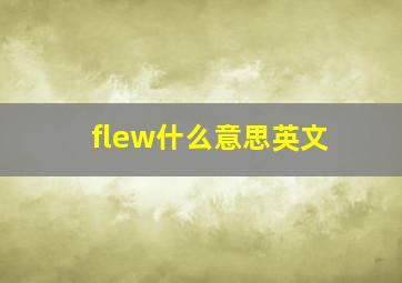 flew什么意思英文