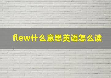 flew什么意思英语怎么读