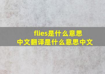 flies是什么意思中文翻译是什么意思中文