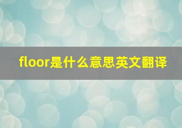 floor是什么意思英文翻译