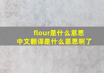 flour是什么意思中文翻译是什么意思啊了