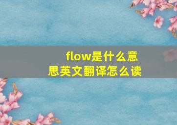 flow是什么意思英文翻译怎么读