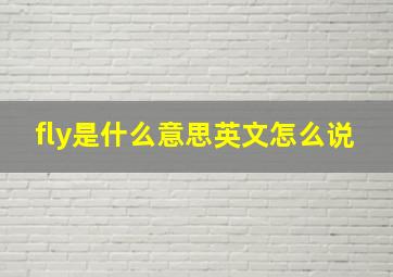 fly是什么意思英文怎么说