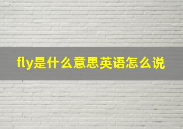 fly是什么意思英语怎么说